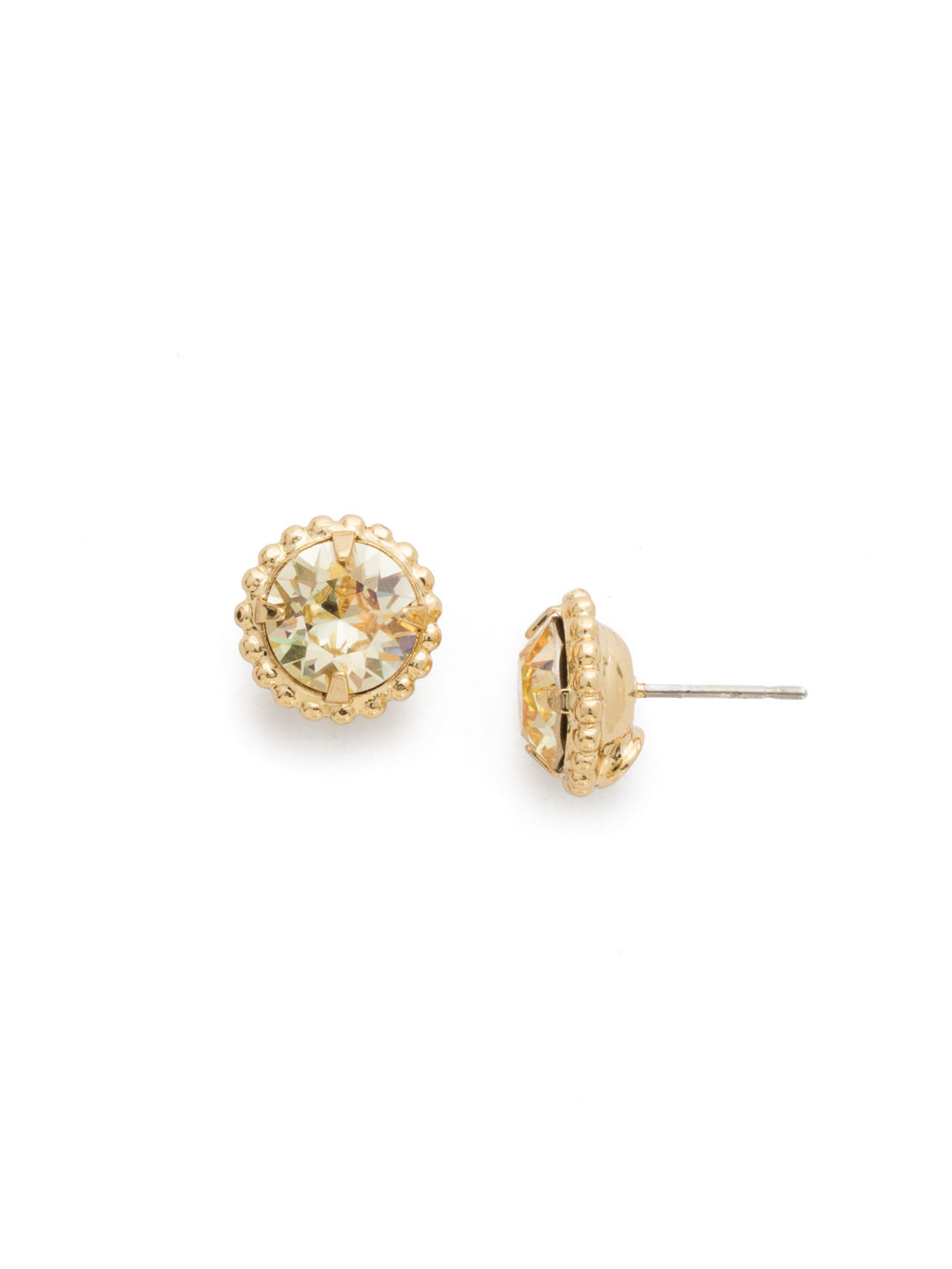 Simplicity Stud Earrings - EBY38BGCCH - <p>A timeless classic, the Simplicity Stud Earrings feature round cut crystals in a variety of colors; accented with a halo of metal beaded detail. Need help picking a stud? <a href="https://www.sorrelli.com/blogs/sisterhood/round-stud-earrings-101-a-rundown-of-sizes-styles-and-sparkle">Check out our size guide!</a> From Sorrelli's Crystal Champagne collection in our Bright Gold-tone finish.</p>