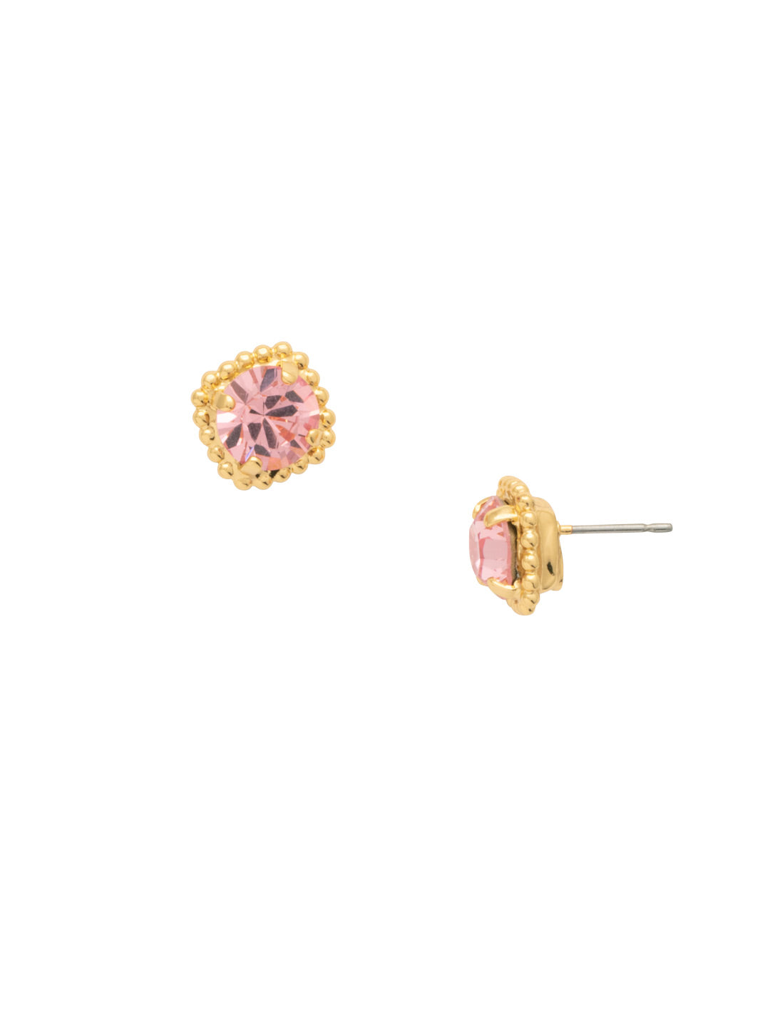 Simplicity Stud Earrings - EBY38BGFSK - <p>A timeless classic, the Simplicity Stud Earrings feature round cut crystals in a variety of colors; accented with a halo of metal beaded detail.</p>