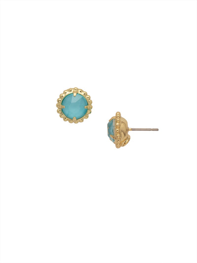 Simplicity Stud Earrings - EBY38BGHBR - <p>A timeless classic, the Simplicity Stud Earrings feature round cut crystals in a variety of colors; accented with a halo of metal beaded detail. Need help picking a stud? <a href="https://www.sorrelli.com/blogs/sisterhood/round-stud-earrings-101-a-rundown-of-sizes-styles-and-sparkle">Check out our size guide!</a> From Sorrelli's Happy Birthday Redux collection in our Bright Gold-tone finish.</p>