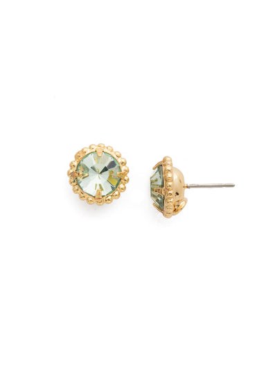 Simplicity Stud Earrings - EBY38BGMIN - <p>A timeless classic, the Simplicity Stud Earrings feature round cut crystals in a variety of colors; accented with a halo of metal beaded detail. Need help picking a stud? <a href="https://www.sorrelli.com/blogs/sisterhood/round-stud-earrings-101-a-rundown-of-sizes-styles-and-sparkle">Check out our size guide!</a> From Sorrelli's Mint collection in our Bright Gold-tone finish.</p>