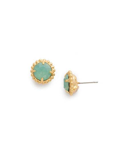 Simplicity Stud Earrings - EBY38BGPAC - <p>A timeless classic, the Simplicity Stud Earrings feature round cut crystals in a variety of colors; accented with a halo of metal beaded detail. Need help picking a stud? <a href="https://www.sorrelli.com/blogs/sisterhood/round-stud-earrings-101-a-rundown-of-sizes-styles-and-sparkle">Check out our size guide!</a> From Sorrelli's Pacific Opal collection in our Bright Gold-tone finish.</p>