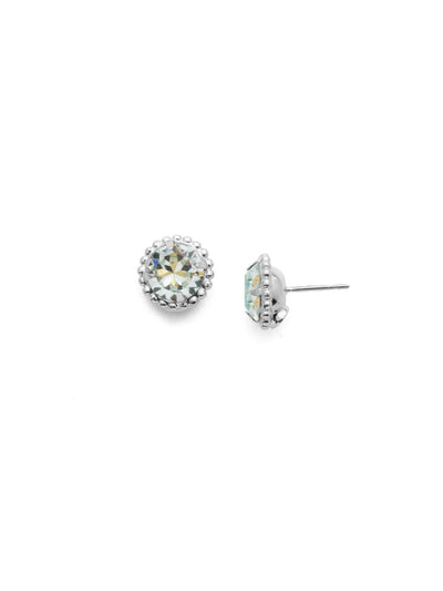 Simplicity Stud Earrings - EBY38PDLAQ - <p>A timeless classic, the Simplicity Stud Earrings feature round cut crystals in a variety of colors; accented with a halo of metal beaded detail. Need help picking a stud? <a href="https://www.sorrelli.com/blogs/sisterhood/round-stud-earrings-101-a-rundown-of-sizes-styles-and-sparkle">Check out our size guide!</a> From Sorrelli's Light Aqua collection in our Palladium finish.</p>