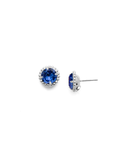 Simplicity Stud Earrings - EBY38PDSAP - <p>A timeless classic, the Simplicity Stud Earrings feature round cut crystals in a variety of colors; accented with a halo of metal beaded detail. Need help picking a stud? <a href="https://www.sorrelli.com/blogs/sisterhood/round-stud-earrings-101-a-rundown-of-sizes-styles-and-sparkle">Check out our size guide!</a> From Sorrelli's Sapphire collection in our Palladium finish.</p>