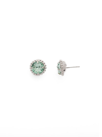 Simplicity Stud Earrings - EBY38RHMIN - <p>A timeless classic, the Simplicity Stud Earrings feature round cut crystals in a variety of colors; accented with a halo of metal beaded detail. Need help picking a stud? <a href="https://www.sorrelli.com/blogs/sisterhood/round-stud-earrings-101-a-rundown-of-sizes-styles-and-sparkle">Check out our size guide!</a> From Sorrelli's Mint collection in our Palladium Silver-tone finish.</p>