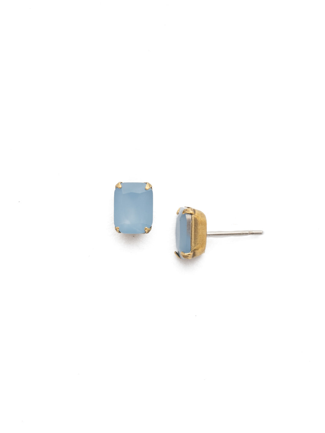 Mini Emerald Cut Stud Earrings - EBY42AGABO - <p>Simply sophisticated. The mini emerald cut stud earrings can be worn alone or paired with anything for an extra accent to any wardrobe. From Sorrelli's Air Blue Opal collection in our Antique Gold-tone finish.</p>