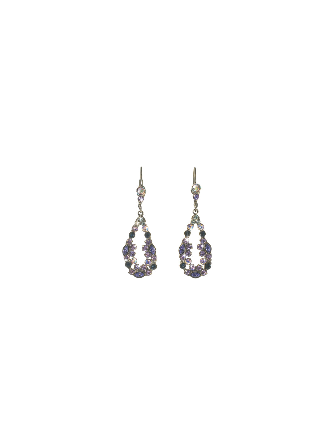 Floral Teardrop Earring - ECA27ASHY - There's no end to this sparkle! These teardrop earrings are clustered with crystal bouquets in round and marquise cut stones that descend in a 1 3/4 inch drop. Secured with a hinged back clasp, these earrings are a treasure you'll never want to let go. From Sorrelli's Hydrangea collection in our Antique Silver-tone finish.