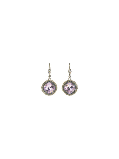 Cushion Cut Drop Dangle Earrings - ECB20ASHY - Behold graceful glamour at its finest. A cushion cut crystal surrounded by round gemstones hangs from a decorative hinge back clasp. From Sorrelli's Hydrangea collection in our Antique Silver-tone finish.