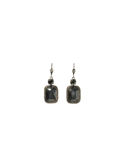 Bold Emerald Cut Drop Earring with Ball Edging - ECB2GMMMO -  From Sorrelli's Midnight Moon collection in our Gun Metal finish.