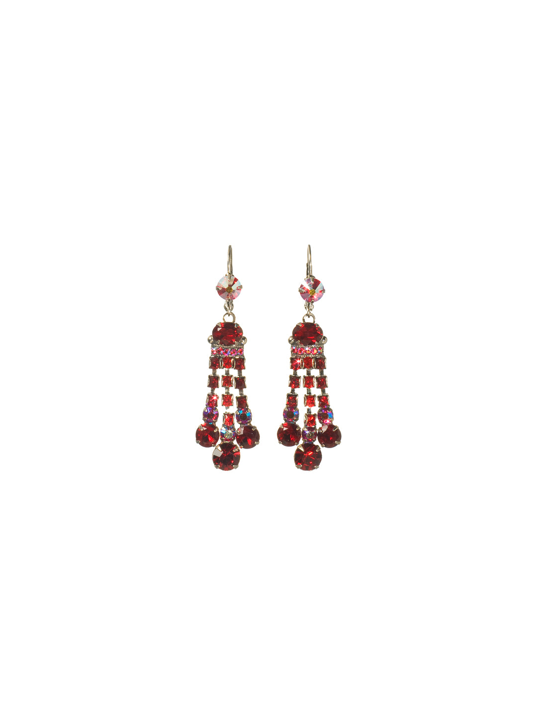 Eleanor Dangle Earring - ECC1ASCB - The Eleanor Dangle Earrings are a beautiful statement piece. Rows of crystals dangle in delicate lines off of a French wire. From Sorrelli's Cranberry collection in our Antique Silver-tone finish.