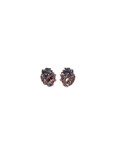 Oversized Crystal Cluster Earring Stud Earrings - ECE14ASVE - A classic Sorrelli style to make a statement or wear everyday. From Sorrelli's Violet Eyes collection in our Antique Silver-tone finish.