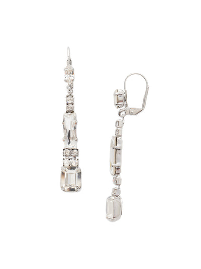 Linear Crystal Dangle Earrings - ECE3PDCRY - <p>Stand out from the crowd. These crystal drop earrings were created with a delicate french wire closure and feature 2 1/4 inch drop punctuated by stations of marquise, baguette, emerald cut stones and sectioned by round cut crystal bars. Perfectly complimented by the Radiating Baguette Crystal Bib necklace. From Sorrelli's Crystal collection in our Palladium finish.</p>