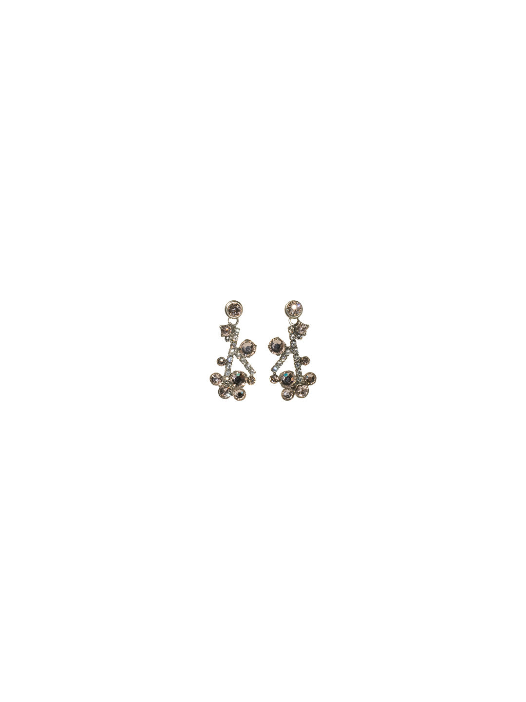 Abstract Asymmetrical Crystal Earring - ECF17ASSNB -  From Sorrelli's Snow Bunny collection in our Antique Silver-tone finish.