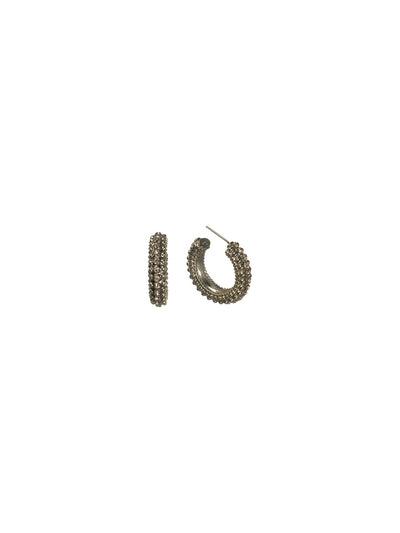 Stunning Beaded Hoop Earring - ECF32ASSNB - <p>From Sorrelli's Snow Bunny collection in our Antique Silver-tone finish.</p>