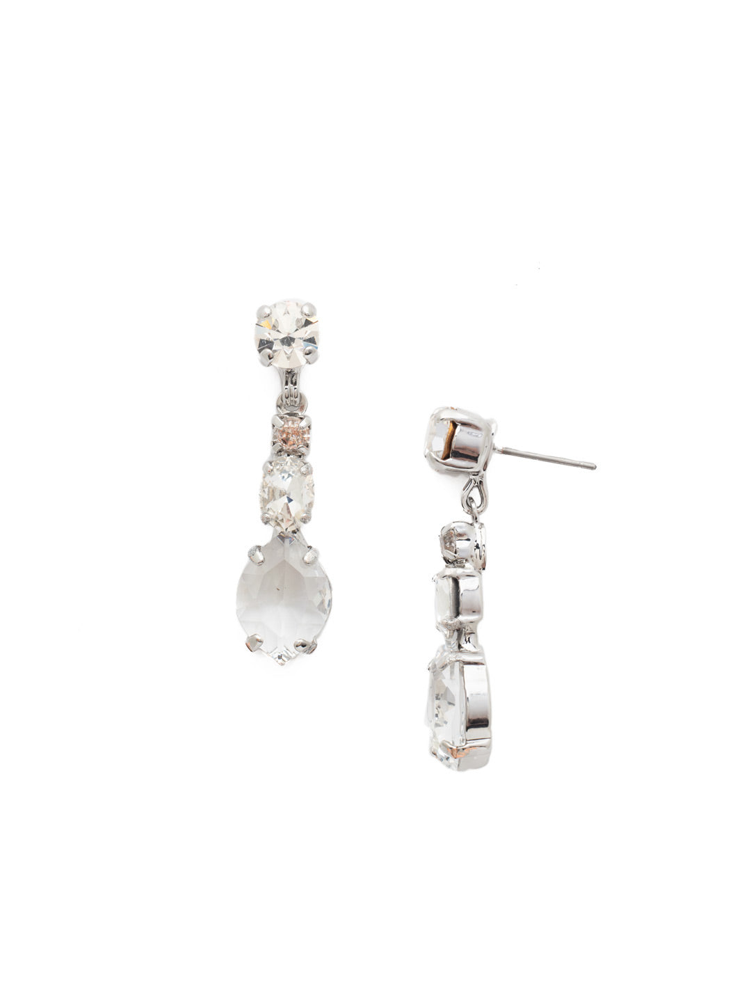 Dynamic Dangle Earring - ECG32PDCRY - <p>Dynamic Dangle Earrings; These earrings feature a round cut stone at the post and links round and oval cut stones in ascending sizes. A large marquise cut stone is set in metal prongs and anchors the entire piece. From Sorrelli's Crystal collection in our Palladium finish.</p>