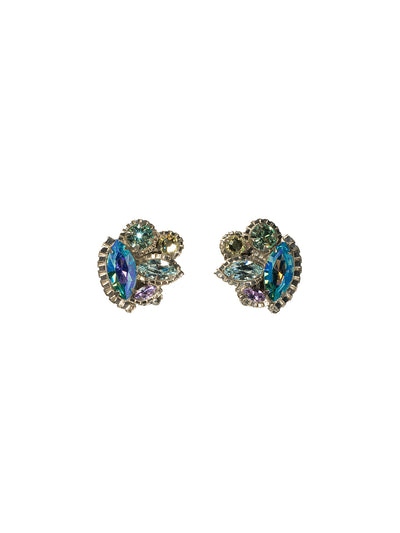 Edged Crystal Cluster Clip Earring - ECG36CASRW - <p>From Sorrelli's Running Water collection in our Antique Silver-tone finish.</p>