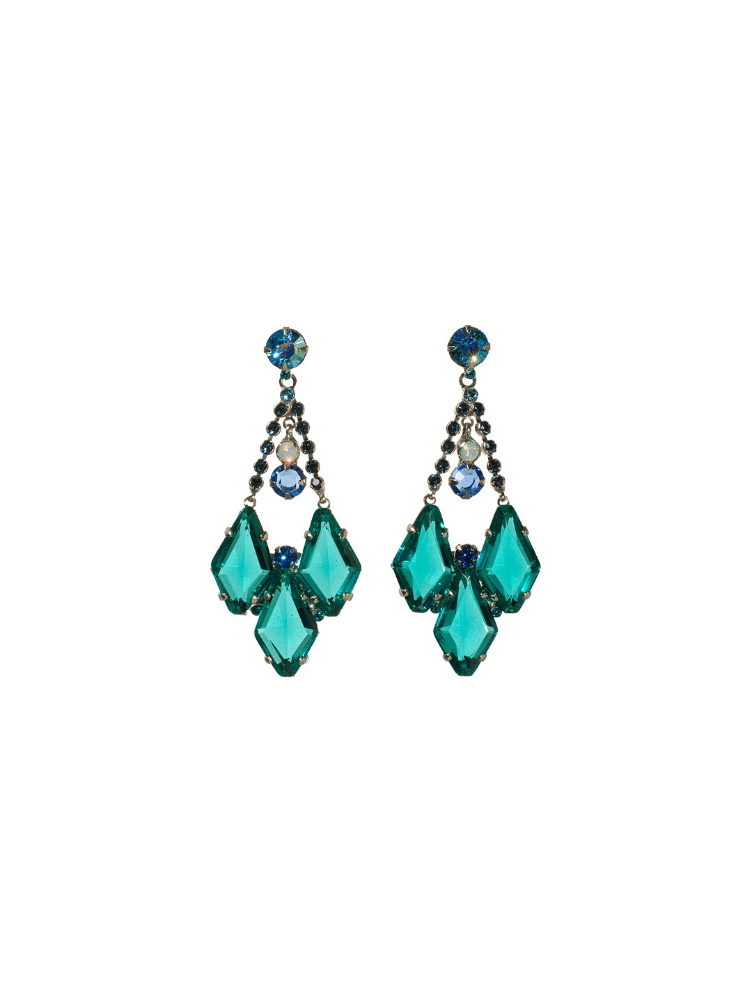 Fit For A Queen Crystal Chandelier Earring Dangle Earrings - ECG61ASEB - A classic Sorrelli style to make a statement or wear everyday. From Sorrelli's Electric Blue collection in our Antique Silver-tone finish.