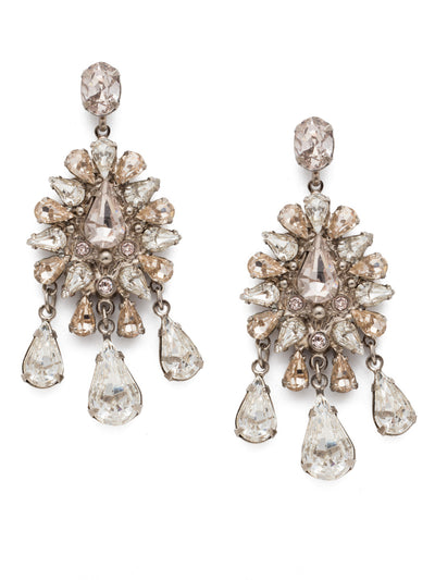 Dripping In Crystals Chandelier Earring Post Earrings - ECK20ASPLS - <p>This art deco inspired starburst statement earring features free flowing pear crystal drop. From Sorrelli's Soft Petal collection in our Antique Silver-tone finish.</p>