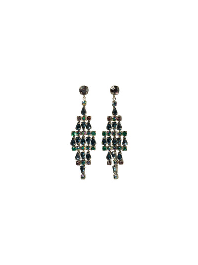 Tiered Crystal Drop Earring Dangle Earrings - ECK45ASEMC - This all crystal earring features a tiered alternating crystal design. From Sorrelli's Emerald City collection in our Antique Silver-tone finish.