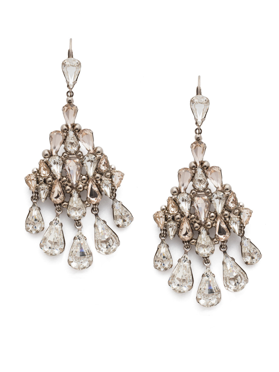 Bonita Statement Earring - ECK46ASPLS - The Bonita Statement Earrings are an iconic chandelier earring on a french wire drop, featuring sparkling briolette crystals cascading down in a pattern that is sure to catch the attention of anyone looking. From Sorrelli's Soft Petal collection in our Antique Silver-tone finish.