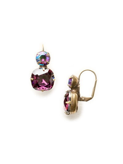 On The Edge Dangle Earrings - ECL4AGAM - <p>It's simple - round and cushion cut crystals on a french wire earring. These earrings go with anything! You can rest easy knowing you have the perfect go-to pair of earrings in your jewelry box. From Sorrelli's Amethyst collection in our Antique Gold-tone finish.</p>