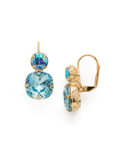 On The Edge Dangle Earrings - ECL4BGAQU - <p>It's simple - round and cushion cut crystals on a french wire earring. These earrings go with anything! You can rest easy knowing you have the perfect go-to pair of earrings in your jewelry box. From Sorrelli's Aquamarine collection in our Bright Gold-tone finish.</p>