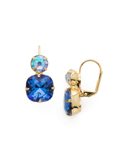 On The Edge Dangle Earrings - ECL4BGSAP - <p>It's simple - round and cushion cut crystals on a french wire earring. These earrings go with anything! You can rest easy knowing you have the perfect go-to pair of earrings in your jewelry box. From Sorrelli's Sapphire collection in our Bright Gold-tone finish.</p>