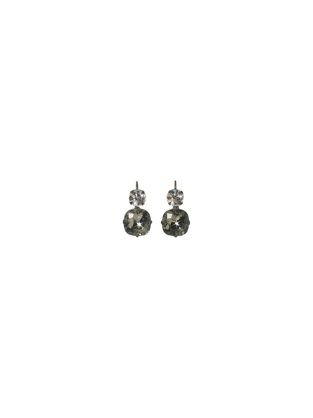 On The Edge Dangle Earrings - ECL4GMBD - <p>It's simple - round and cushion cut crystals on a french wire earring. These earrings go with anything! You can rest easy knowing you have the perfect go-to pair of earrings in your jewelry box. From Sorrelli's Black Diamond collection in our Gun Metal finish.</p>
