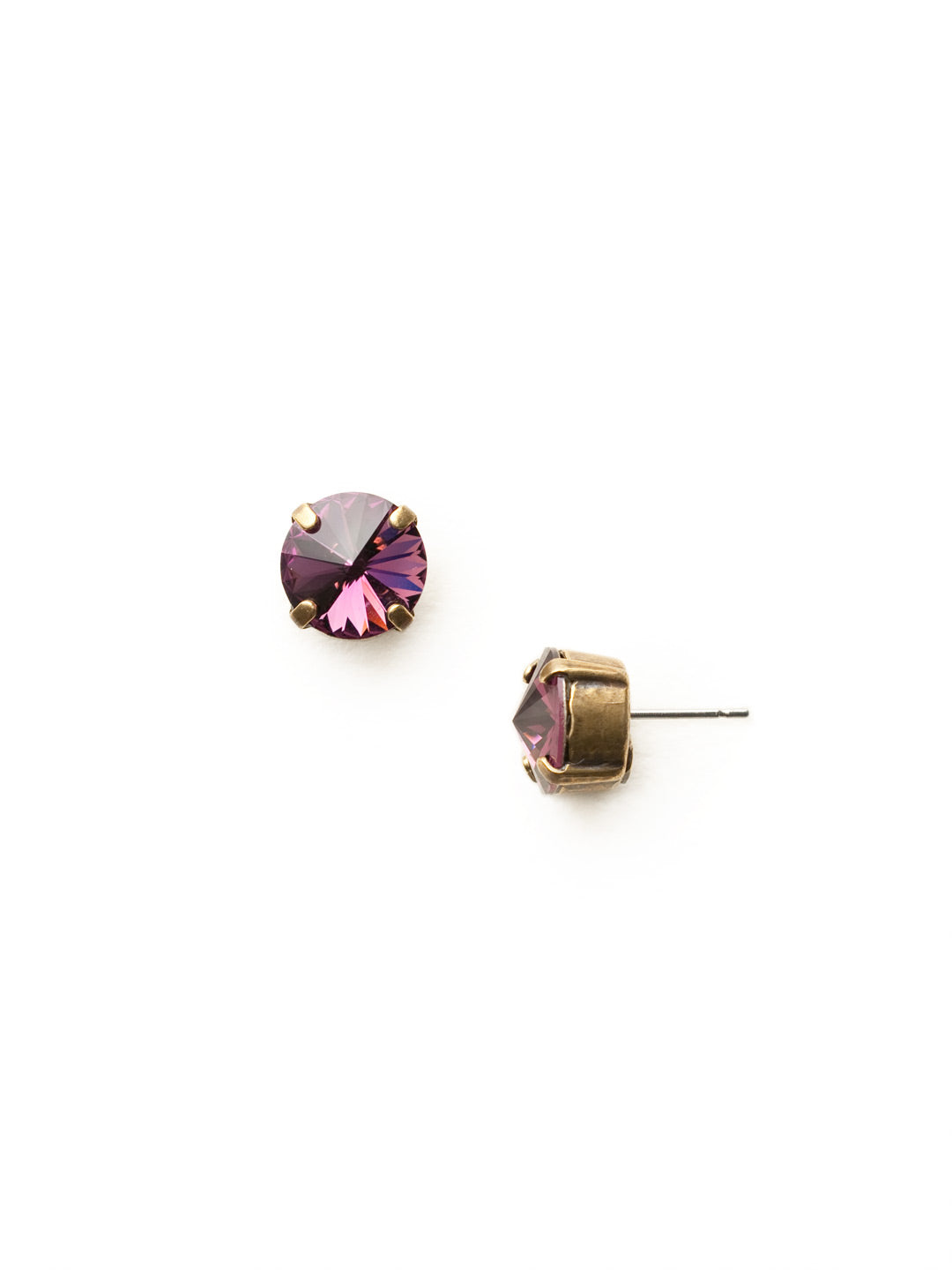 London Stud Earrings - ECM14AGAM - <p>Everyone needs a great pair of studs. Add some classic sparkle to any occasion with these stud earrings. Need help picking a stud? <a href="https://www.sorrelli.com/blogs/sisterhood/round-stud-earrings-101-a-rundown-of-sizes-styles-and-sparkle">Check out our size guide!</a> From Sorrelli's Amethyst collection in our Antique Gold-tone finish.</p>