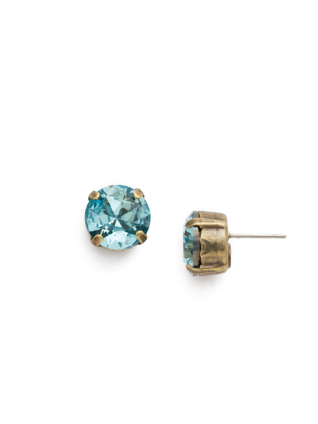 London Stud Earrings - ECM14AGAQU - <p>Everyone needs a great pair of studs. Add some classic sparkle to any occasion with these stud earrings. Need help picking a stud? <a href="https://www.sorrelli.com/blogs/sisterhood/round-stud-earrings-101-a-rundown-of-sizes-styles-and-sparkle">Check out our size guide!</a> From Sorrelli's Aquamarine collection in our Antique Gold-tone finish.</p>