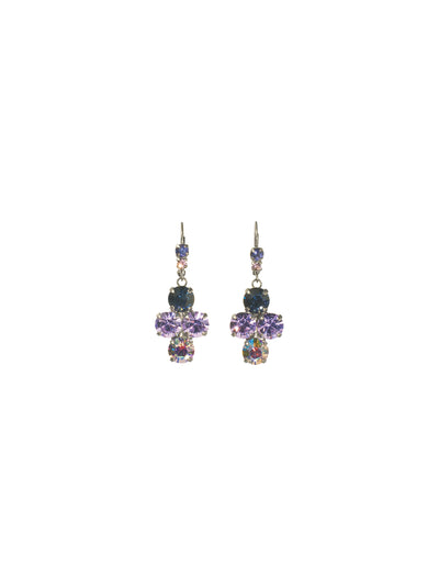 Dangling Cluster Earring - ECM3ASHY - Cut, contrast, and color, these French wire earrings have it all! The posts have twice the shine with rhinestones holding clustered groups of four crystals. From Sorrelli's Hydrangea collection in our Antique Silver-tone finish.