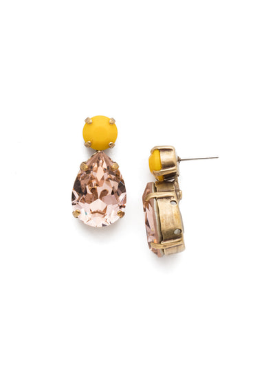 Teardrop Onyx Dangle Earrings - ECM9AGYO - <p>A tried and true classic! A large teardrop crystal hanging from a round crystal post make these earrings perfect for any occasion. From Sorrelli's Yellow Orange collection in our Antique Gold-tone finish.</p>