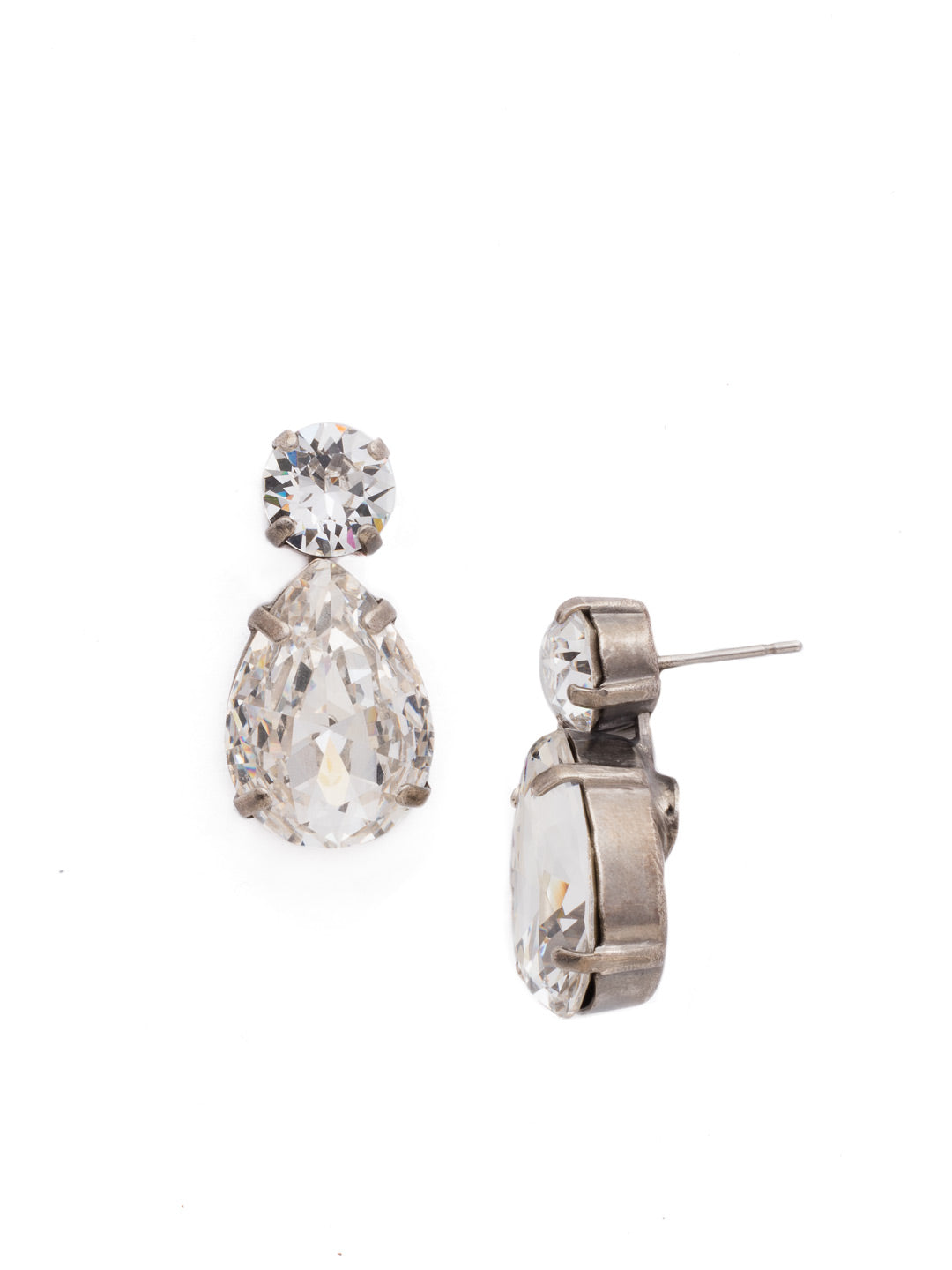Teardrop Onyx Dangle Earrings - ECM9ASCRY - <p>A tried and true classic! A large teardrop crystal hanging from a round crystal post make these earrings perfect for any occasion. From Sorrelli's Crystal collection in our Antique Silver-tone finish.</p>