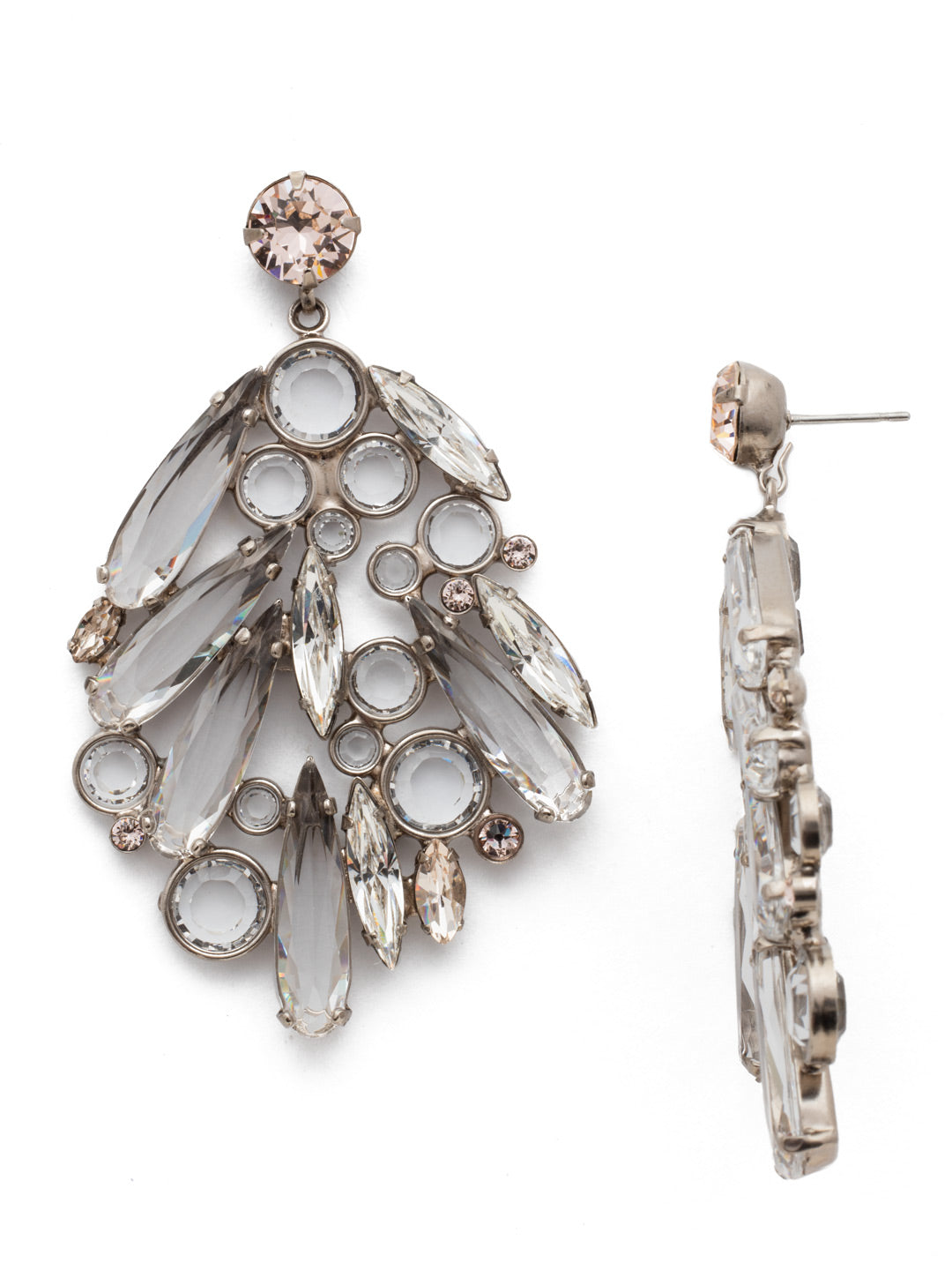 Life of the Party Earring - ECN27ASPLS - <p>You were born to stand out, so compliment your fabulous style with these bold statement earrings. Multi-cut crystals clustered together create a look that will keep all eyes right where they belong - on you! From Sorrelli's Soft Petal collection in our Antique Silver-tone finish.</p>