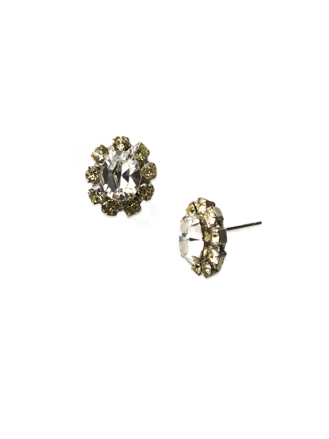 On The Border Earring - ECP22ASLZ - <p>These tiny trinkets will have your ears sparkling for miles. One oval jewel surrounded by shimmering rhinestones in an antique-inspired setting will give you just the touch of sparkle you were looking for. From Sorrelli's Lemon Zest collection in our Antique Silver-tone finish.</p>