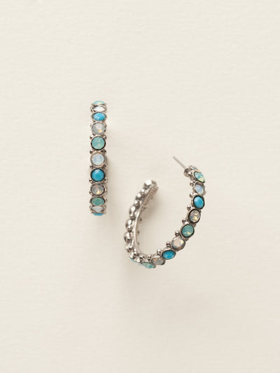 Heavenly Hoop Earrings - ECQ24ASAES - <p>Gemstones cover the outside of these hoop earrings. Their simple style combined with the sparkle of the jewels makes it the perfect staple piece for your jewelry box. From Sorrelli's Aegean Sea collection in our Antique Silver-tone finish.</p>