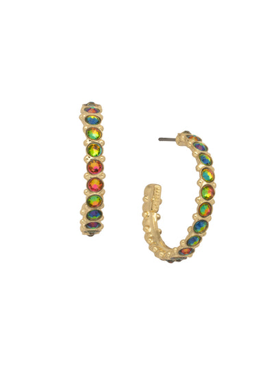 Heavenly Hoop Earrings - ECQ24BGVO - <p>Gemstones cover the outside of these hoop earrings. Their simple style combined with the sparkle of the jewels makes it the perfect staple piece for your jewelry box. From Sorrelli's Volcano collection in our Bright Gold-tone finish.</p>