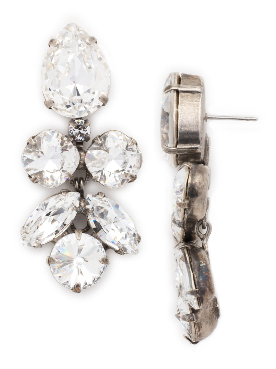 Crystal Lotus Flower Dangle Earrings - ECR1ASCRY - <p>It's all about the statement earring and these earrings are well stated! A sweet formation of crystals hangs comfortably from a post and help you achieve that glamorous look! From Sorrelli's Crystal collection in our Antique Silver-tone finish.</p>