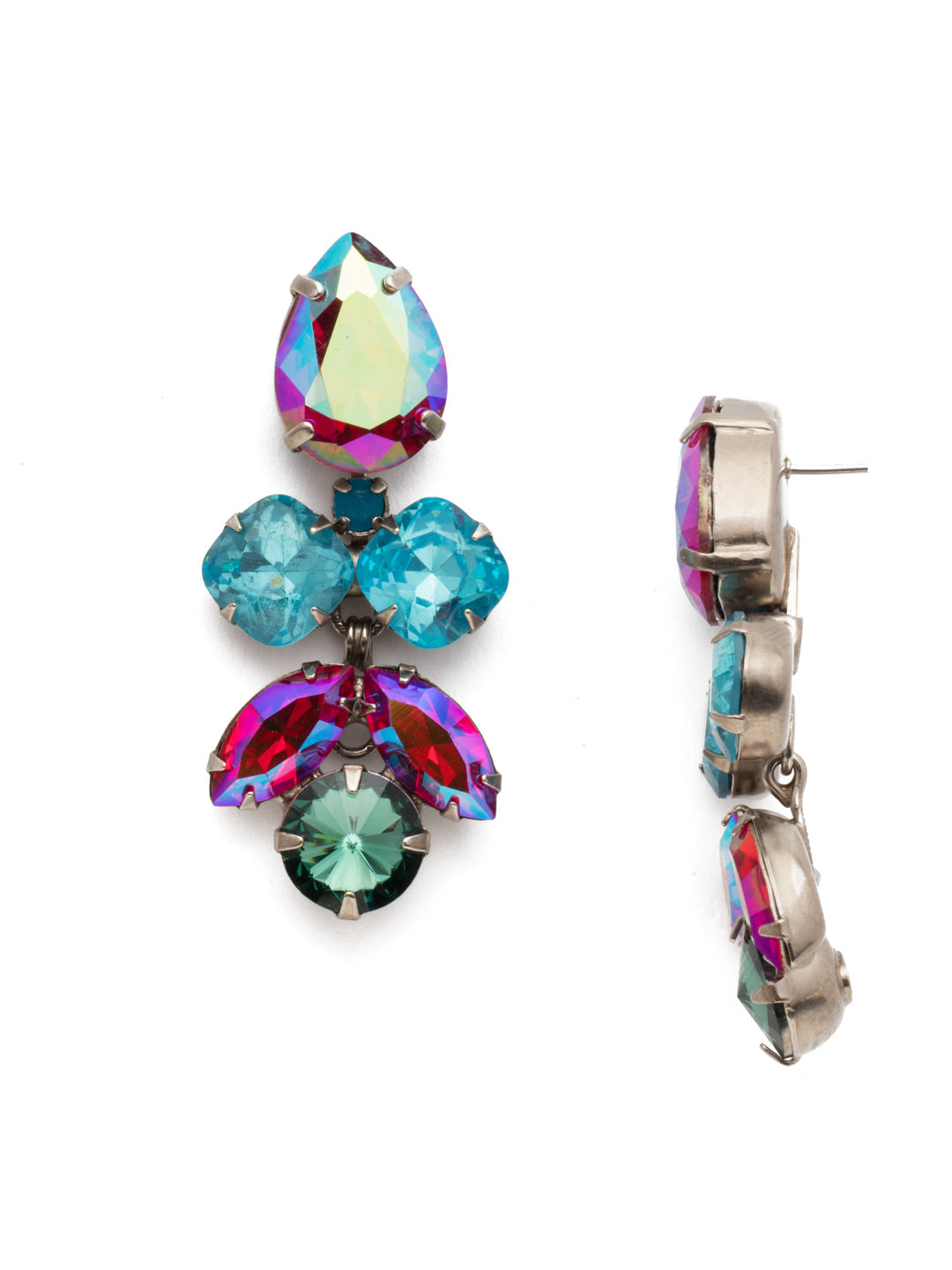 Crystal Lotus Flower Dangle Earrings - ECR1ASRTU