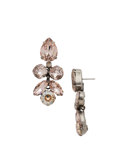 Crystal Lotus Flower Dangle Earrings - ECR1ASSBL - <p>It's all about the statement earring and these earrings are well stated! A sweet formation of crystals hangs comfortably from a post and help you achieve that glamorous look! From Sorrelli's Satin Blush collection in our Antique Silver-tone finish.</p>