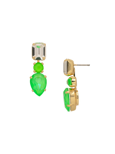 Canary Dangle Earrings - ECR46BGETG - <p>Indulge in sparkle. Bold teardrops give these petite posts a pop of glamour! From Sorrelli's Electric Green  collection in our Bright Gold-tone finish.</p>
