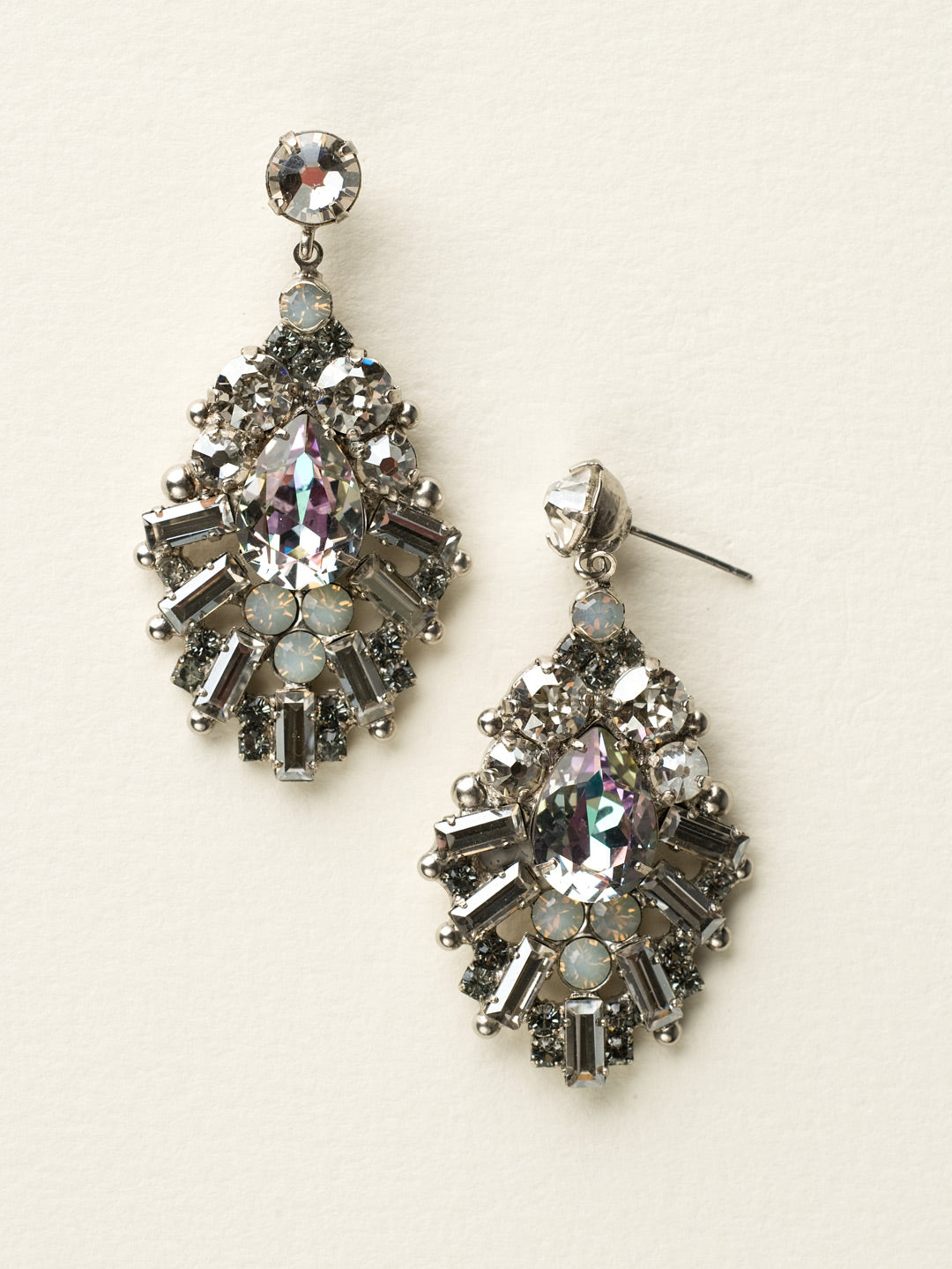 Multi-Cut Crystal Statement Earring Post Earrings - ECR54ASPUL - What a show-stopper! Wear these bursting baubles proudly for a night out on the town. From Sorrelli's Purple Lotus collection in our Antique Silver-tone finish.