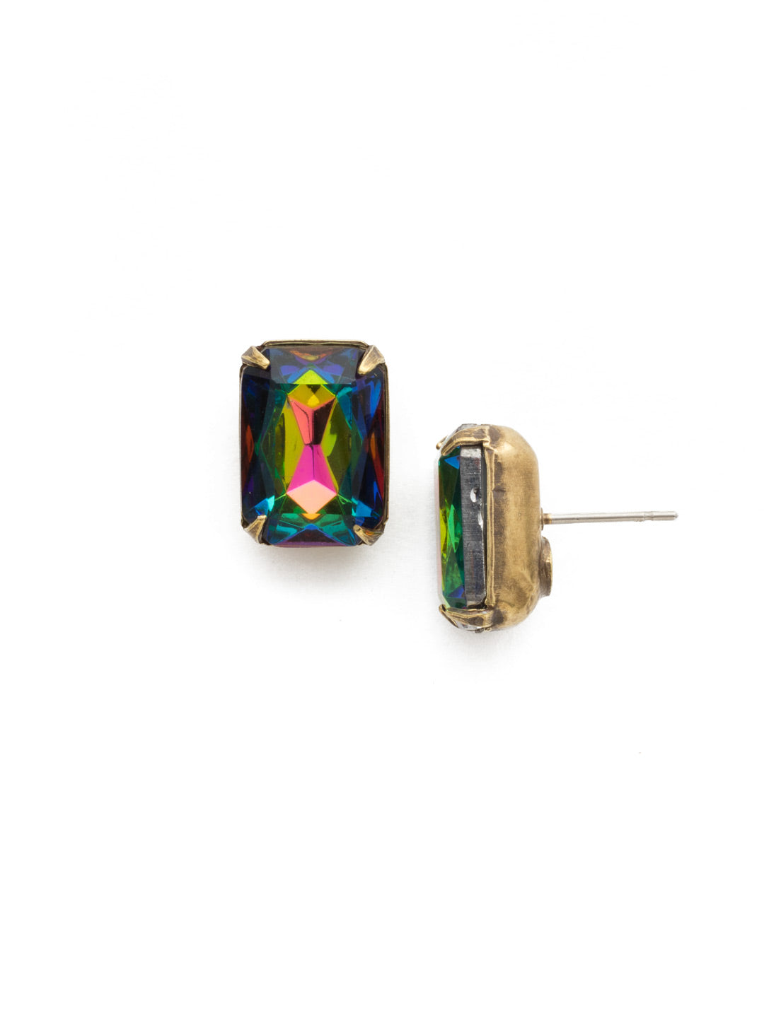 Everyday Stud Earrings - ECT11AGVO - Simple studs never go out of style! Try this single cut crystal on a post for everyday sparkle. From Sorrelli's Volcano collection in our Antique Gold-tone finish.