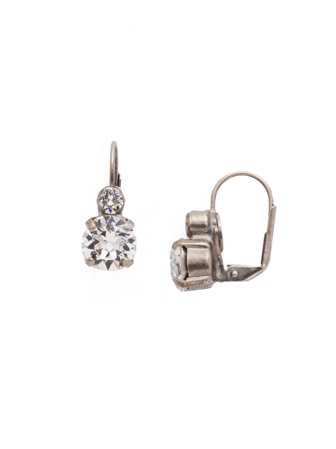Round Crystal Dangle Earrings - ECW36ASCRY - <p>Two round crystals sit perfectly atop one another. Attached to a french wire, this is the perfect amount of sparkle for every day and every occasion. From Sorrelli's Crystal collection in our Antique Silver-tone finish.</p>
