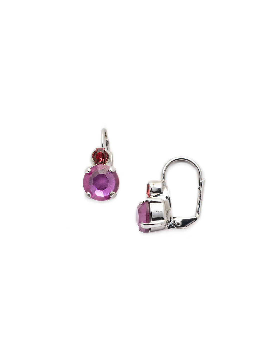 Round Crystal Dangle Earrings - ECW36PDPOR - <p>Two round crystals sit perfectly atop one another. Attached to a french wire, this is the perfect amount of sparkle for every day and every occasion. From Sorrelli's Pink Orchid collection in our Palladium finish.</p>