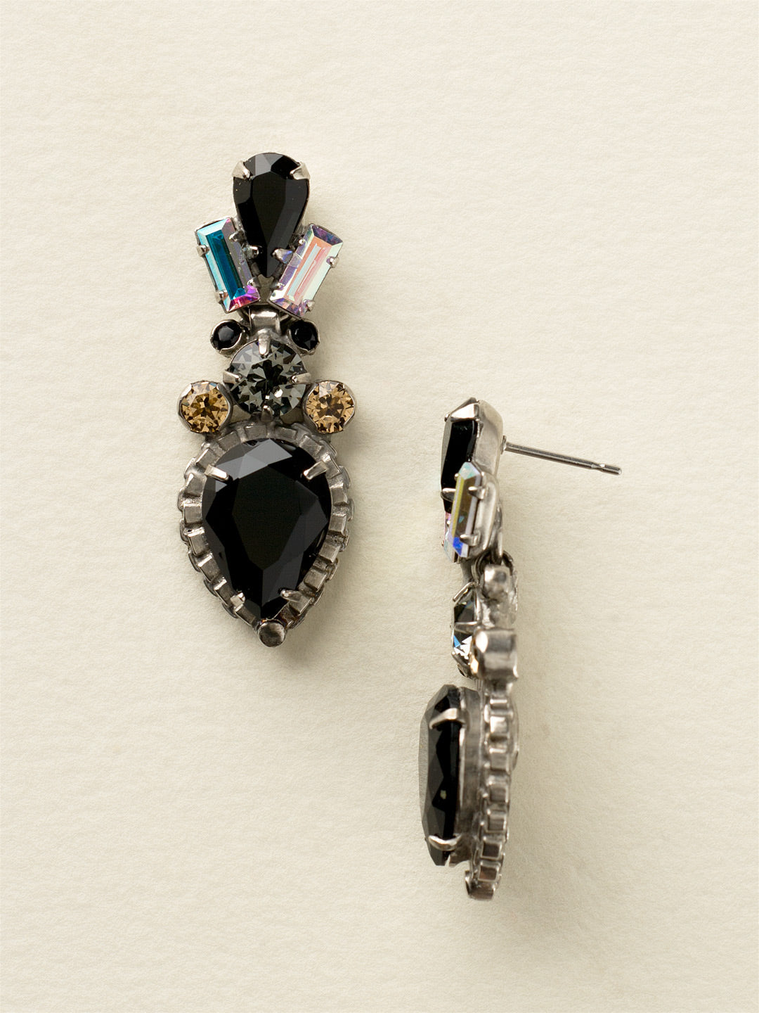 Curb Chain Accented Pear Crystal Dangle Earrings - ECW37ASEM