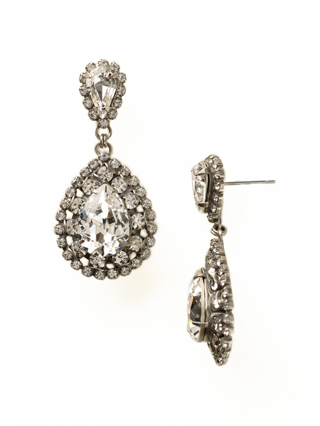 Product Image: Oval Encrusted Crystal Dangle Earrings