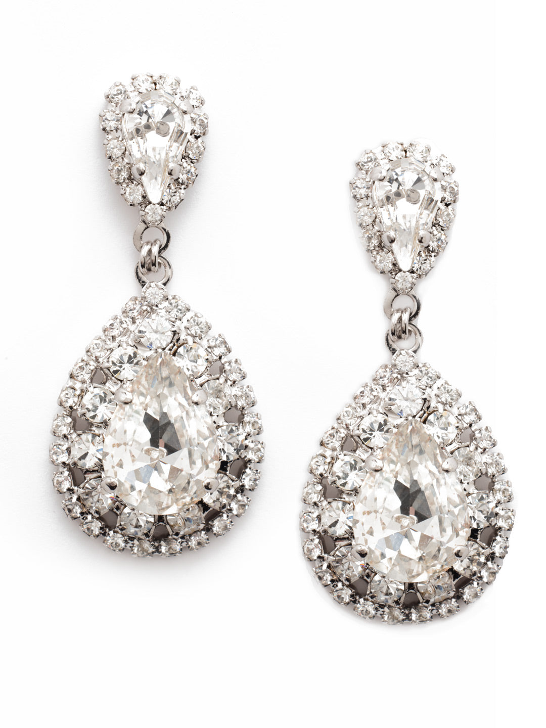 Oval Encrusted Crystal Dangle Earrings - ECW47RHCRY - <p>These oval earrings will pair perfectly with that classic updo! Teardrop crystals are the center of this brilliant statement earring. From Sorrelli's Crystal collection in our Palladium Silver-tone finish.</p>