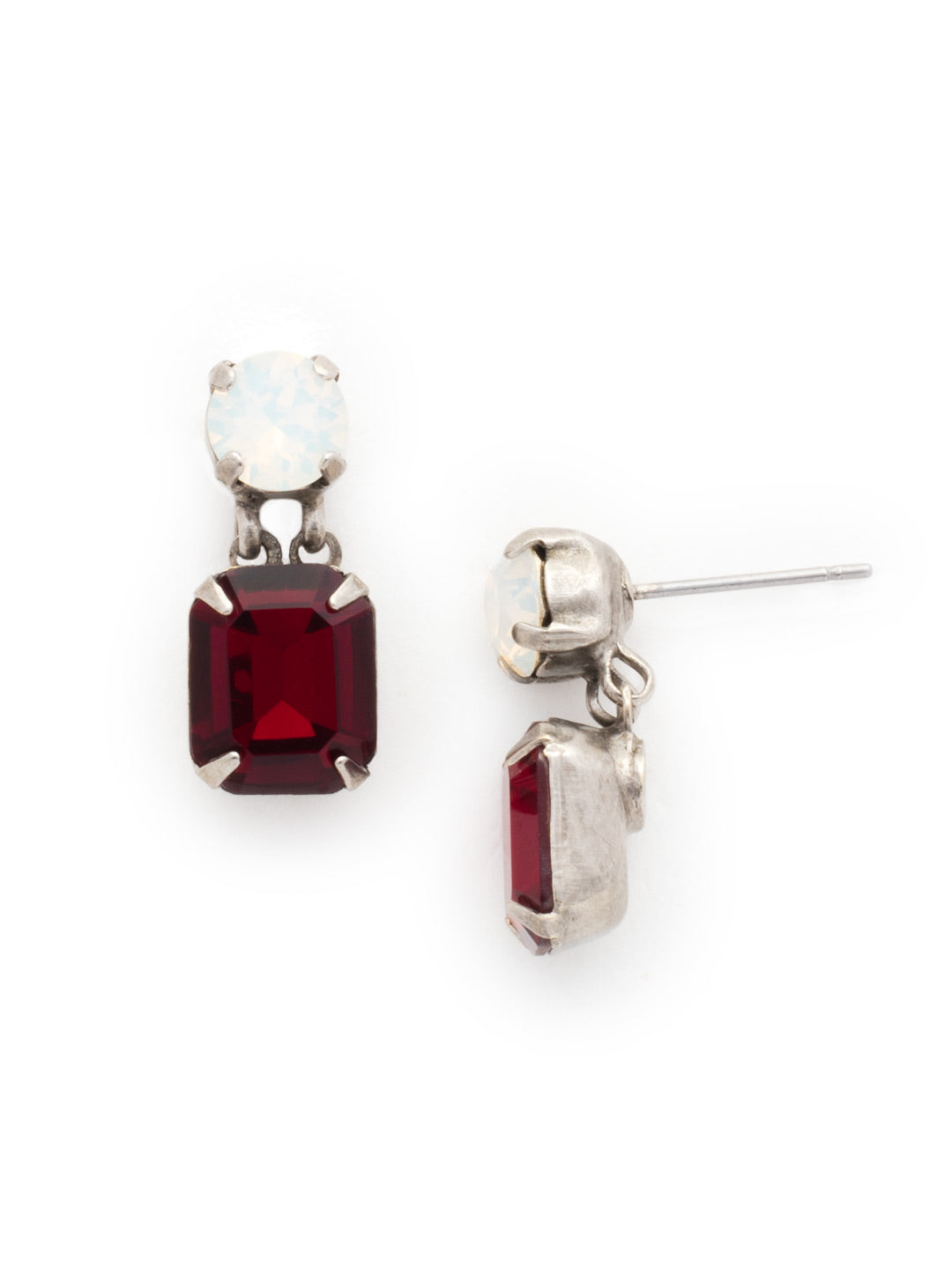 Crystal Octagon and Round Post Earring - ECW7ASCP