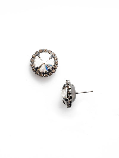 Haute Halo Stud Earring - ECX98GMGNS - A central round crystal with an elegant halo of gems embodies elegance and style. From Sorrelli's Golden Shadow collection in our Gun Metal finish.