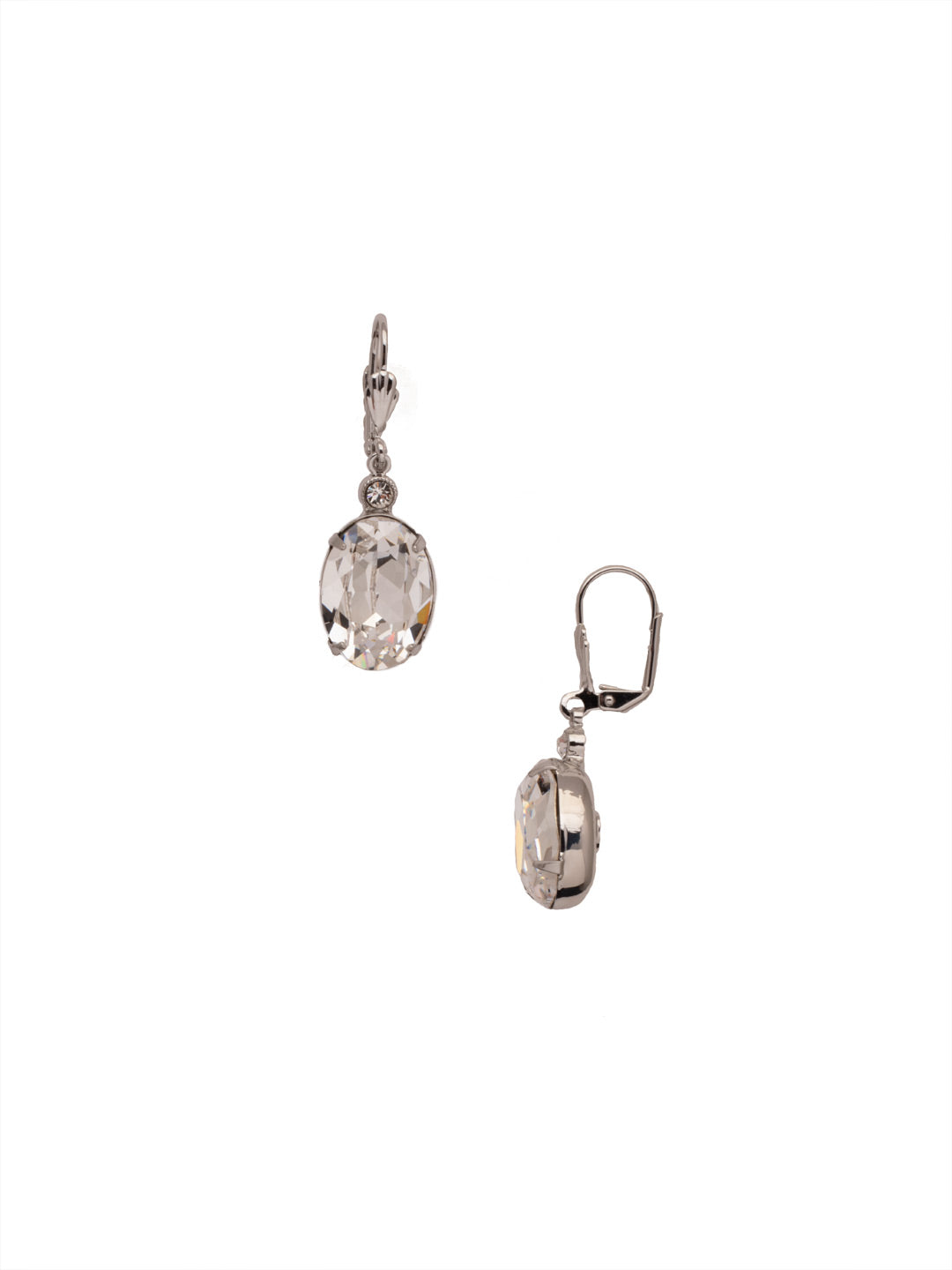 Leslie Decorated Dangle Earring - ECY58PDCRY - <p>Soften your look with sparkle! This french wire earring features a large oval crystal accented by a petite stone, which creates a perfect, everyday silhouette. From Sorrelli's Crystal collection in our Palladium finish.</p>